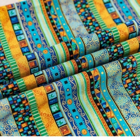 Amazon Other - Blue & yellow stripe bohemian linen blend curtain panels (2)